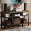 141-7611-RCW Rustic Industrial Brown and Black Console Table - Caribou