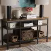 Rustic Industrial Brown and Black Console Table
