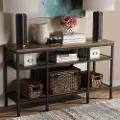 141-7611-RCW Rustic Industrial Brown and Black Console Table