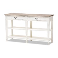 137-7576-RCW Provincial Style Oak and White Wash Wood Console Table - Dauphine-3