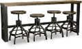 Chandler Rustic Brown Console Table with 4 Bar Stools