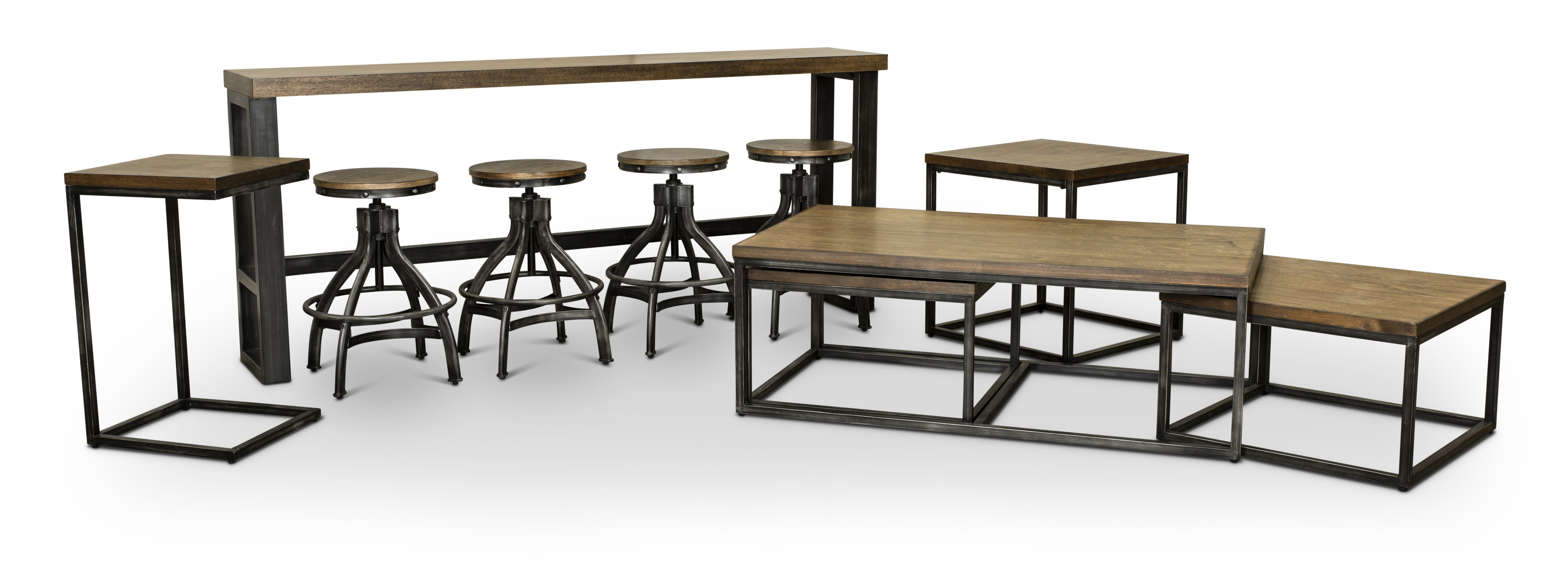 Chandler Rustic Brown Console Table with 4 Bar Stools-4