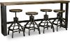 Rustic Brown Sofa Bar Table and 4 Bar Stools - Chandler