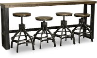 Rustic Brown Sofa Bar Table and 4 Bar Stools - Chandler