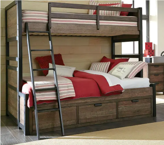 Brown Twin-over-Twin Bunk Bed with Storage - Fulton County-1