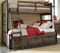 Brown Twin-over-Twin Bunk Bed with Storage - Fulton County