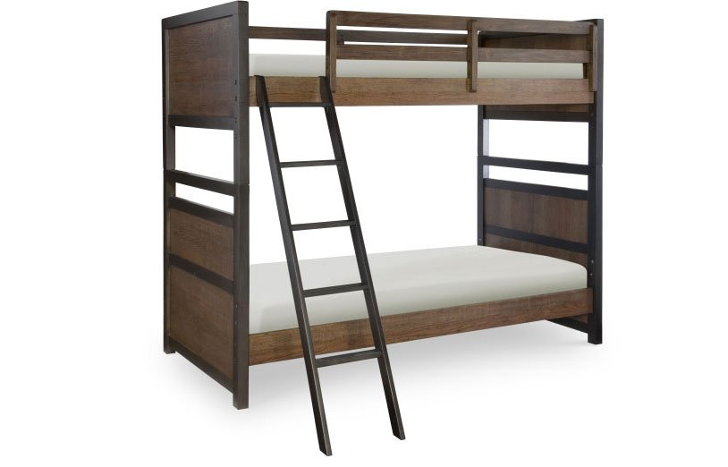 Brown Twin-over-Twin Bunk Bed with Storage - Fulton County-2
