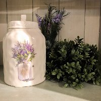 Multi-Color Round Stoneware Lavender Lidded Canister-2