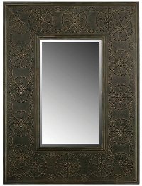 Black Embossed Metal Framed Mirror