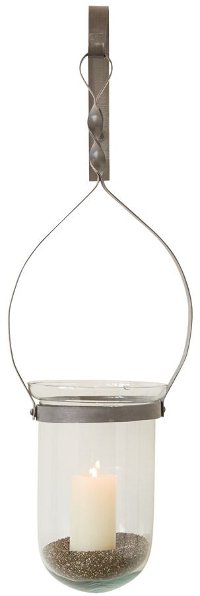 23 Inch Glass Hanging Lantern With Metal Bracket