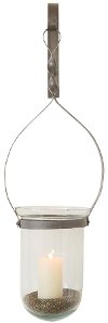 Clearance 23 Inch Glass Hanging Lantern With Metal Bracket
