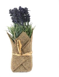 Burlap Wrapped Artificial Lavender Plant Arrangement