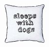 White and Black Sleeps With Dogs Square Throw Pillow