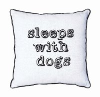 White and Black Sleeps With Dogs Square Throw Pillow