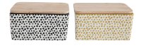 Assorted Hand-Stamped Stoneware Butter Box With Bamboo Lid