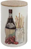 Clearance Multi-Color Stoneware Wine and Bread Canister With Bamboo Lid