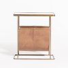 Brass and Marble Magazine Side Table with Tan Leather Pouch