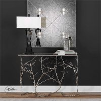 Hand Forged Silver Leaf Branch Entry Table