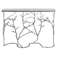 Hand Forged Silver Leaf Branch Entry Table-3