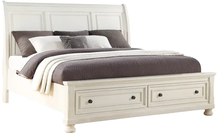 Classic Traditional Off-White King Storage Bed - Stella-1