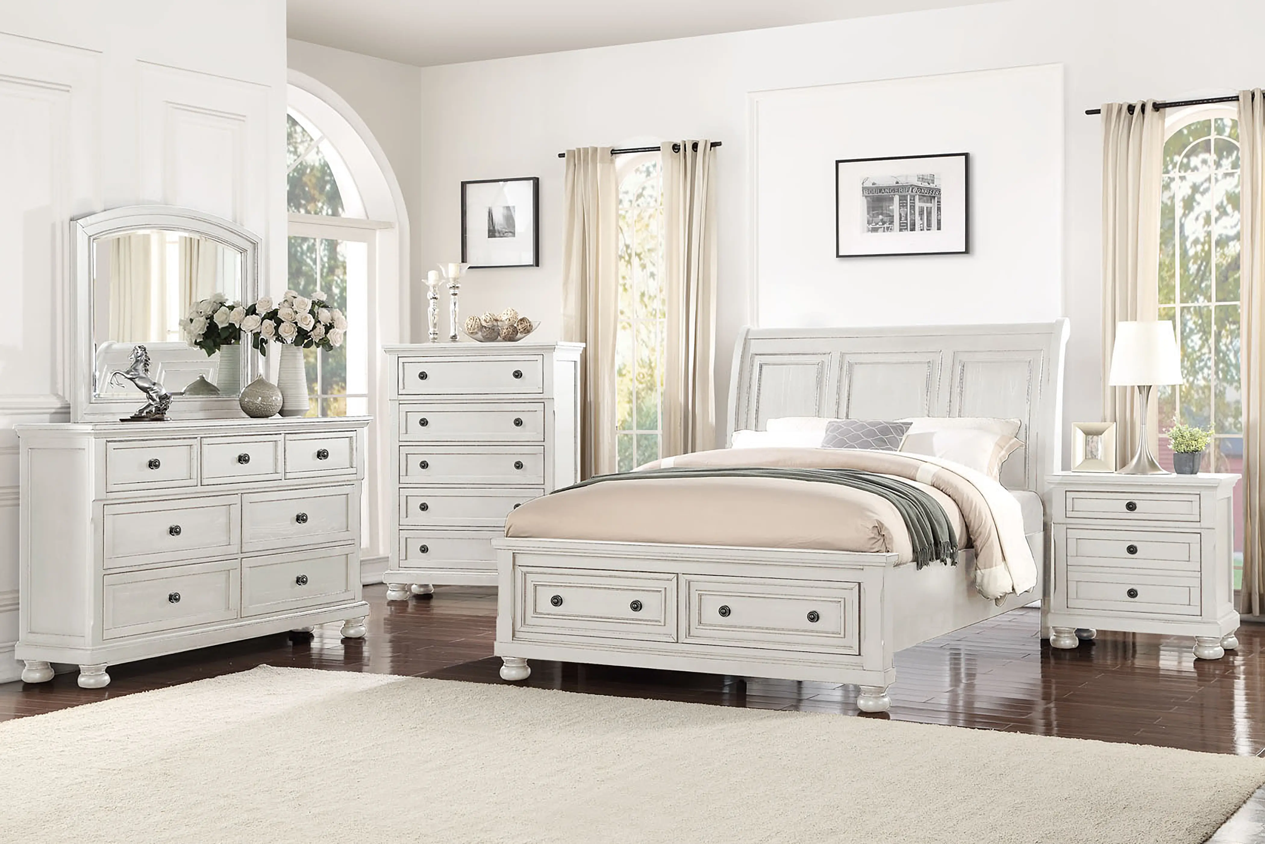 Classic Traditional Off-White King Storage Bed - Stella-2