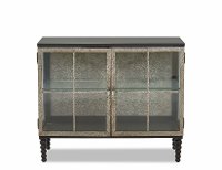 Painted Black and Metal Two Glass Door Chest - Aria
