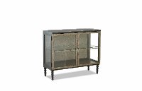 Painted Black and Metal Two Glass Door Chest - Aria-2