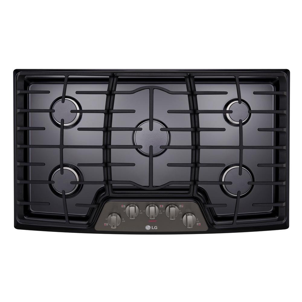 LCG3611BD LG 36 Inch Gas Cooktop - Black Stainless Steel-1