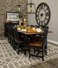 Maple and Black 5 Piece Dining Set with Slat Back Chairs - Saber