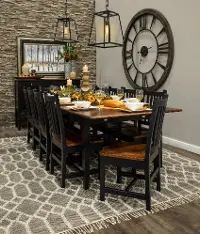 Maple and Black 5 Piece Dining Set with Ladder Back Chairs - Saber