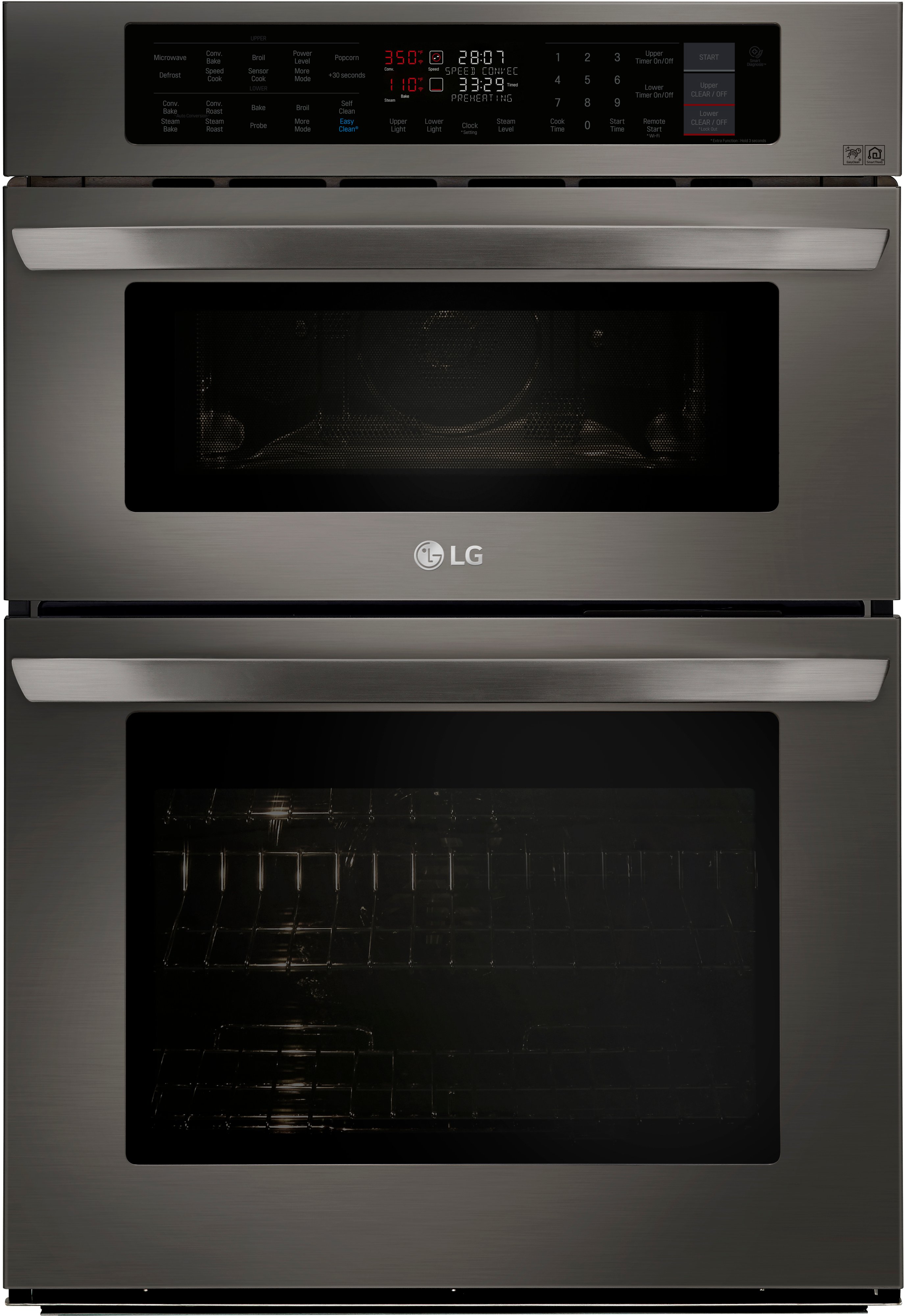 LWC3063BD LG 30 Inch Smart Combination Wall Oven with Microwave - 6.4 cu. ft. Black Stainless Steel-1