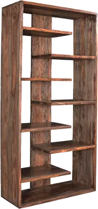 Medium Brown Solid Wood Bookcase - Brownstone