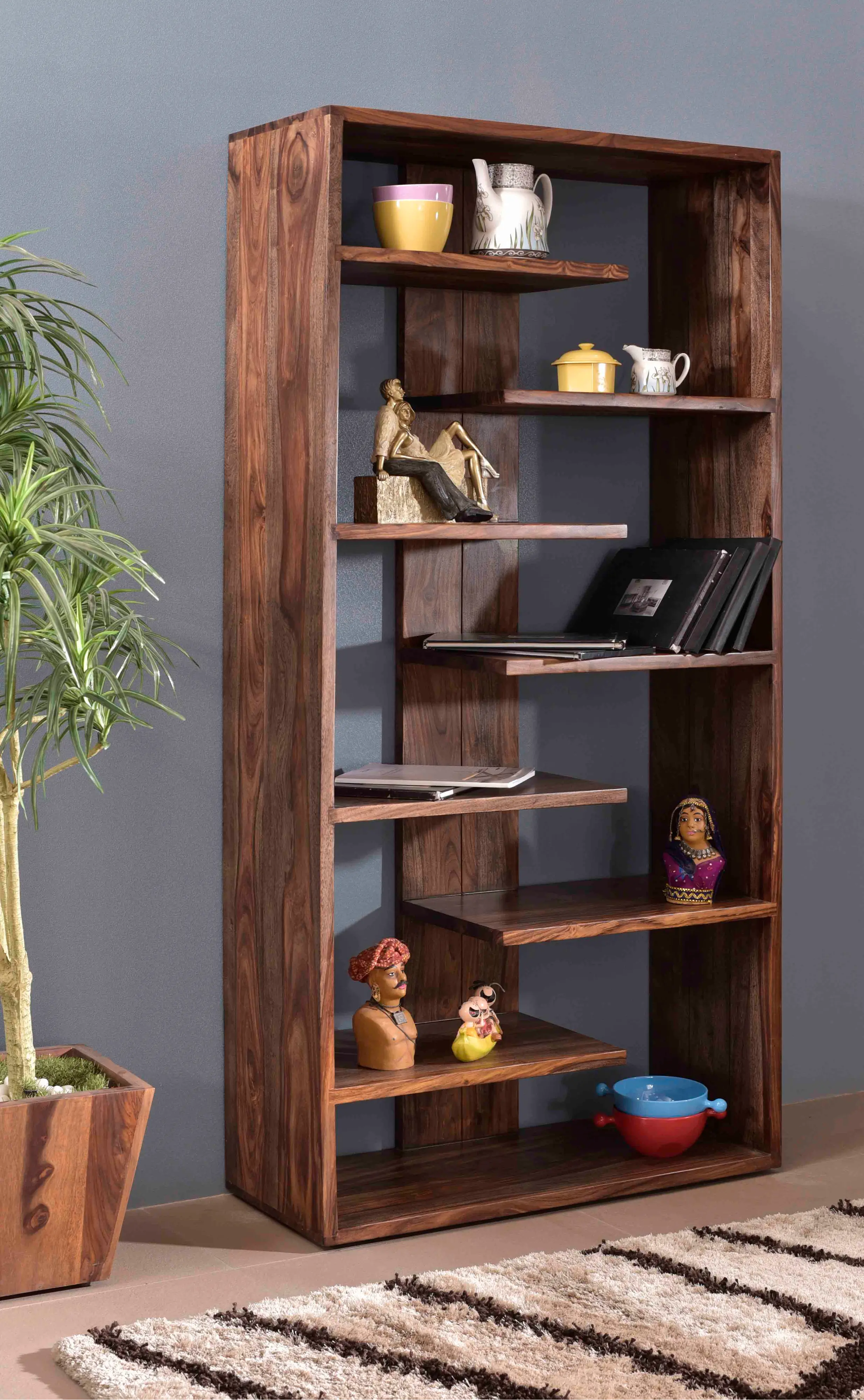 Medium Brown Solid Wood Bookcase - Brownstone-3