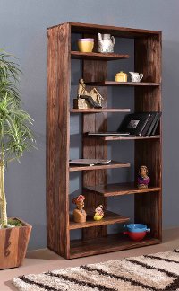 Medium Brown Solid Wood Bookcase - Brownstone-3