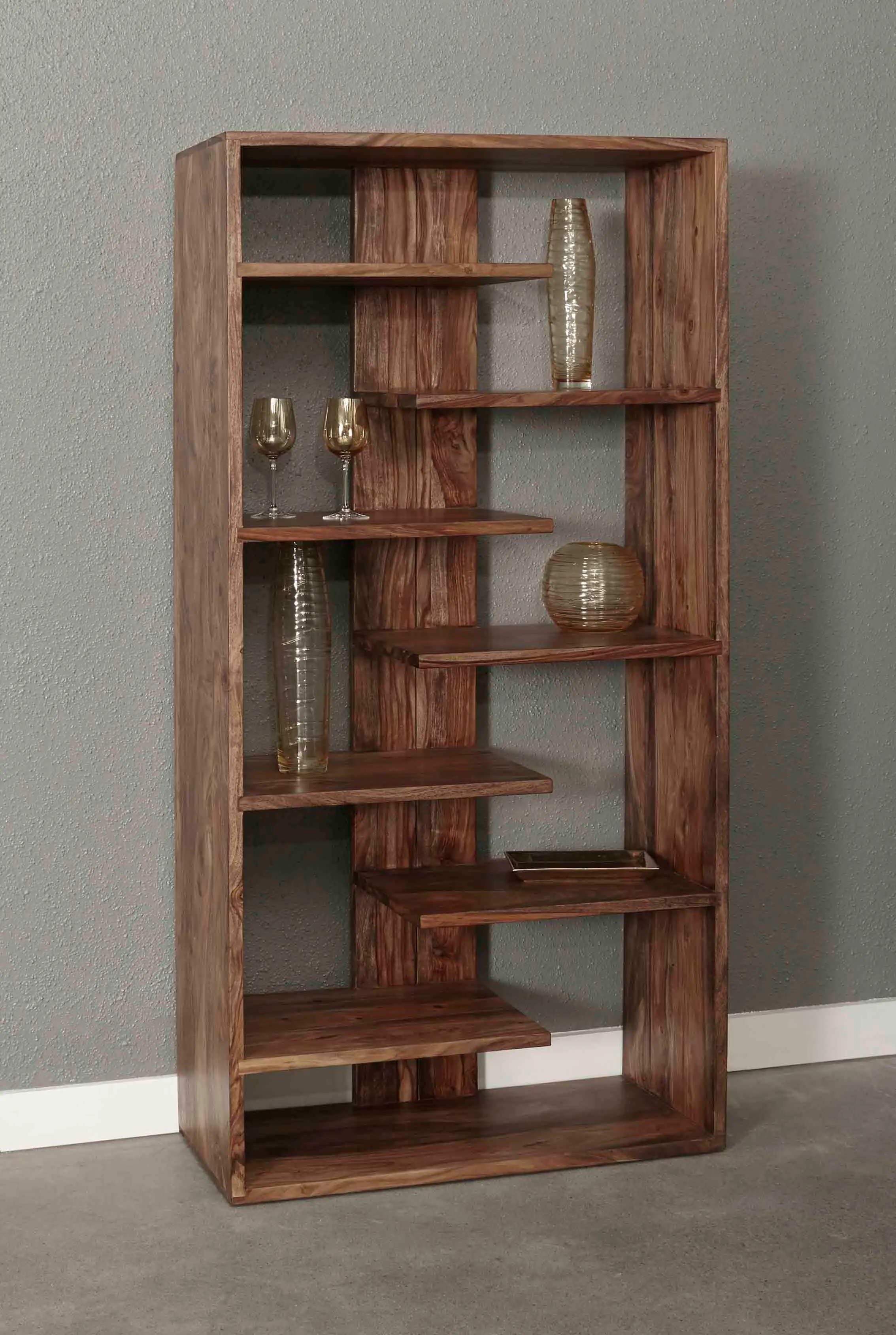 Medium Brown Solid Wood Bookcase - Brownstone-4