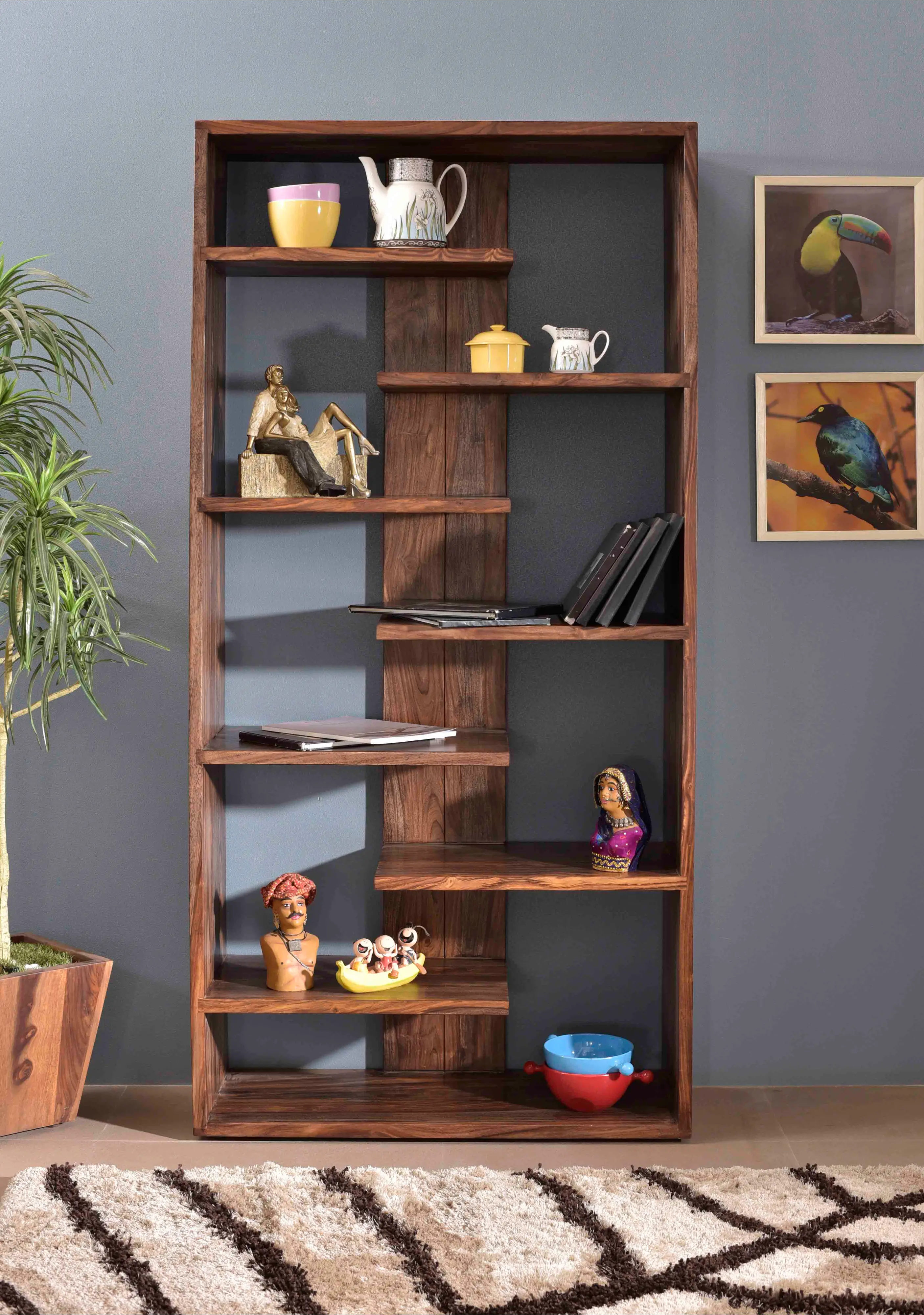 Medium Brown Solid Wood Bookcase - Brownstone-5