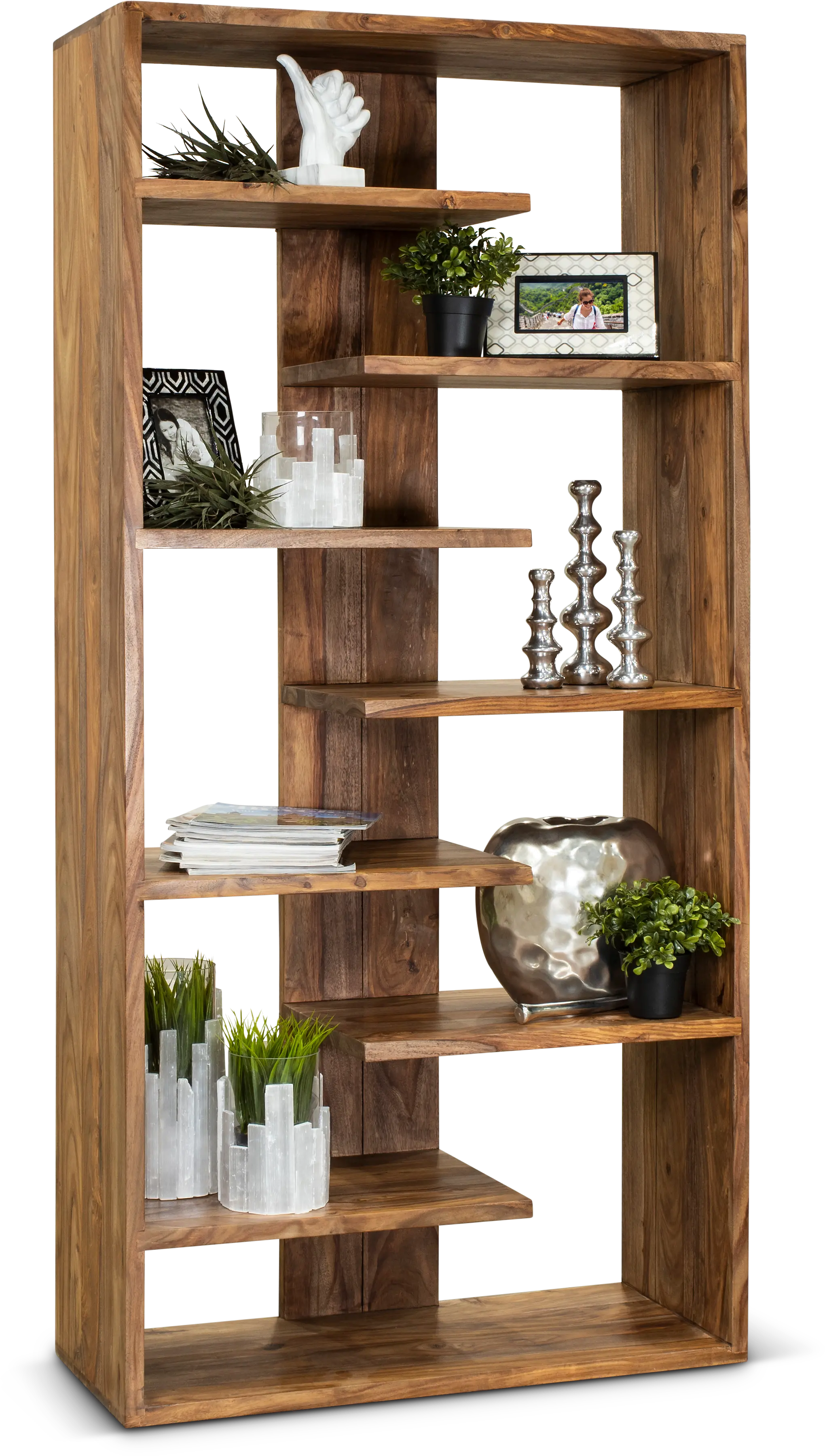 Medium Brown Solid Wood Bookcase - Brownstone-8