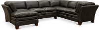 Charcoal Leather 3 Piece Sectional Sofa with LAF Chaise - Sierra