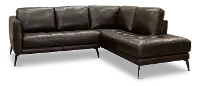 Dark Brown 2 Piece Sectional Sofa with RAF Chaise - Classico