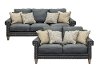 Sky Blue Leather 2 Piece Living Room Set - Luxe