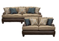 Traditional Two-Tone Brown 2 Piece Living Room Set - Cognac
