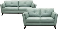 KIT Modern Seafoam Green Leather 2 Piece Living Room Set - Warsaw
