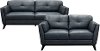 KIT Modern Dark Blue Leather 2 Piece Living Room Set - Warsaw
