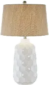 Glossy White Ceramic Honeycomb Table Lamp - Dreams