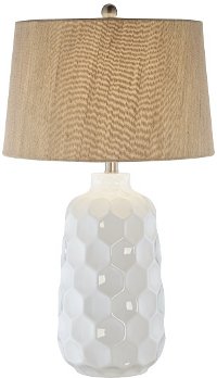 Glossy White Ceramic Honeycomb Table Lamp - Dreams
