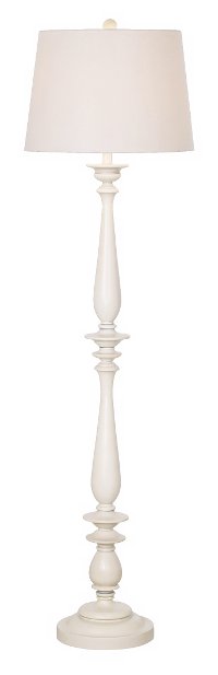 Wooden Off-White Turned Post Floor Lamp - Malibu