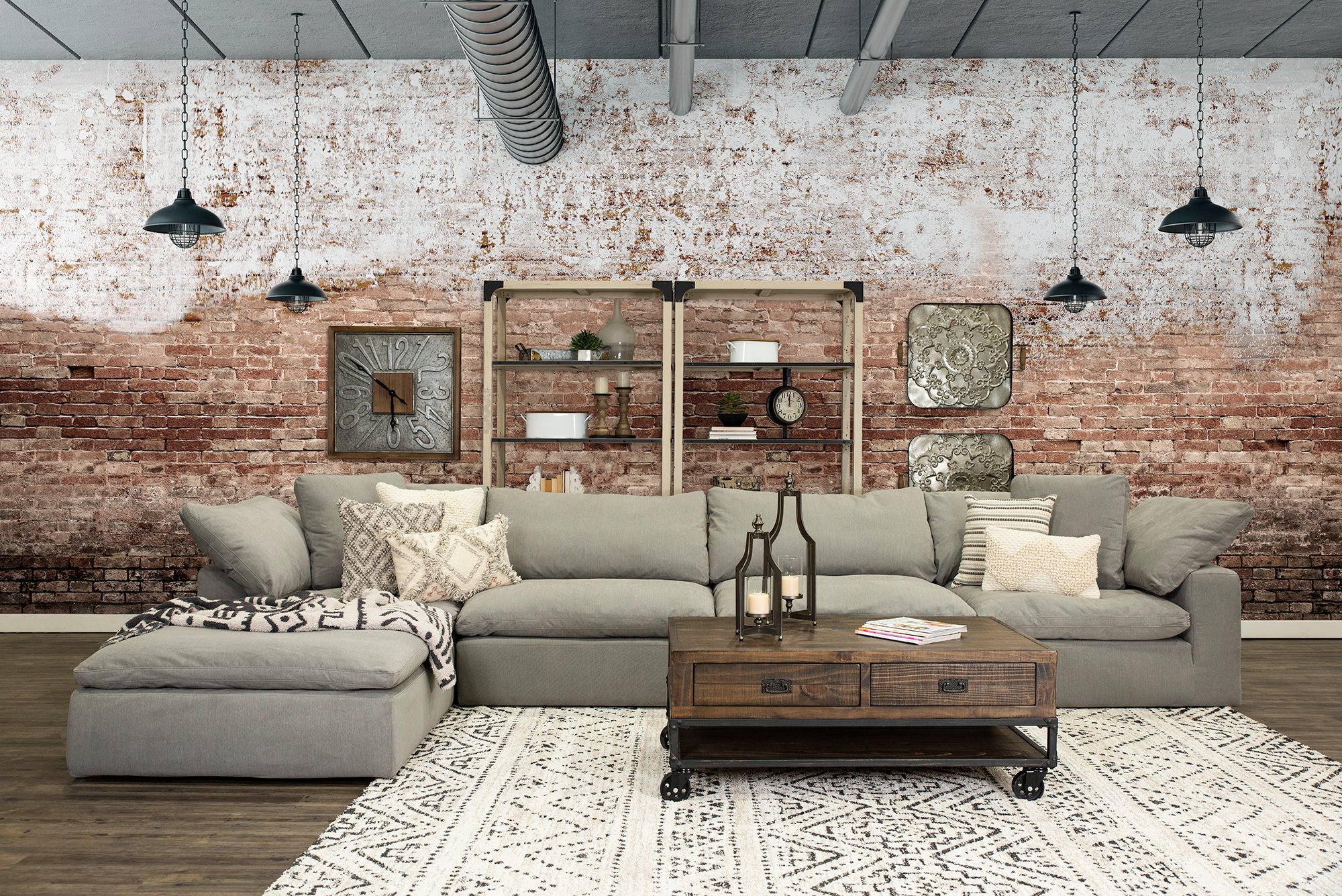 Slate Gray 5 Piece Sectional Sofa - Peyton-3