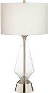 Clear Glass Table Lamp With Brushed Steel Base - Bellini