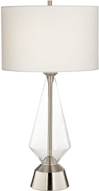 Clear Glass Table Lamp With Brushed Steel Base - Bellini