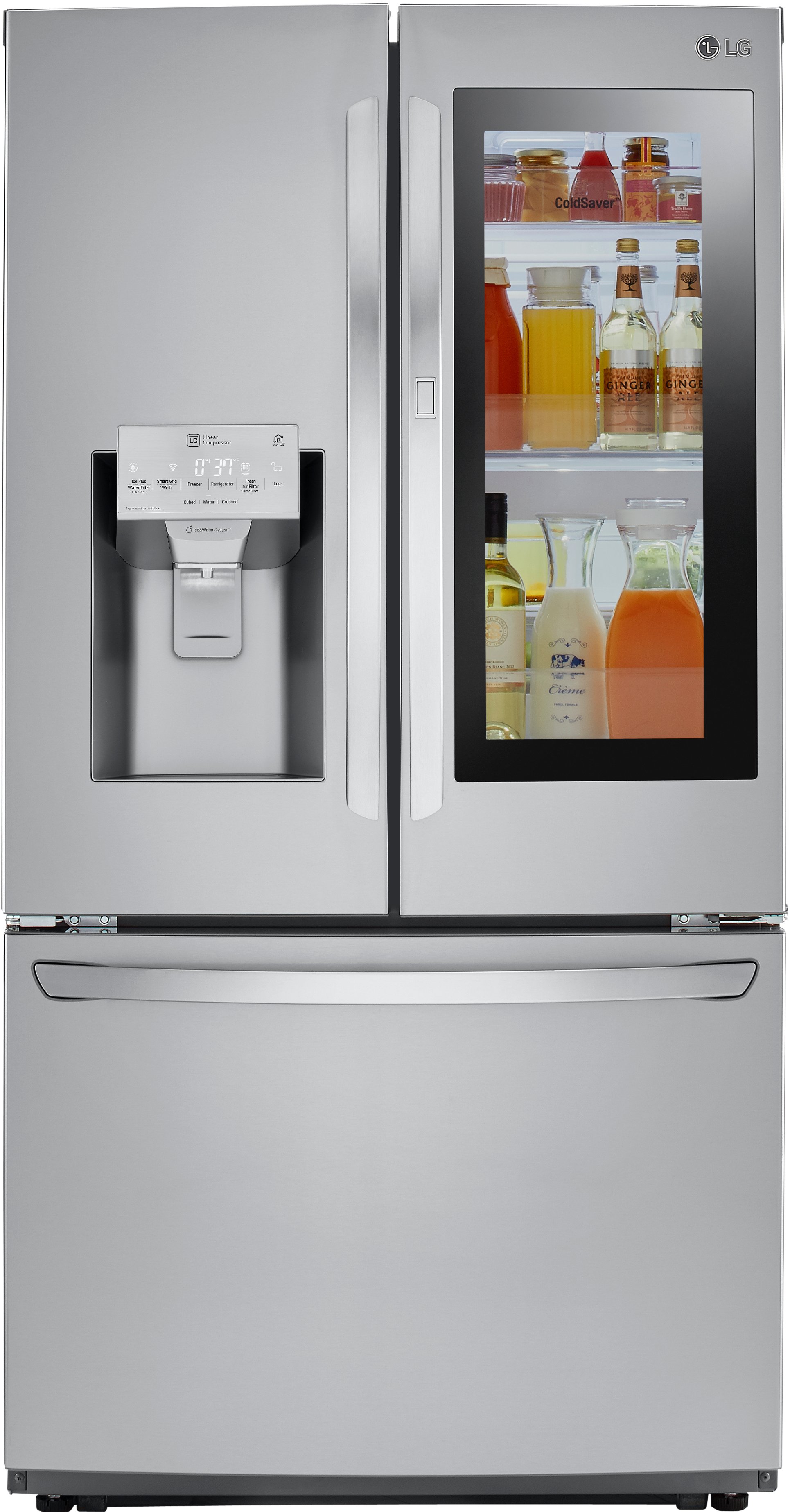 LFXC22596S LG 21.9 cu ft Counter Depth French Door Smart Refrigerator with Door-in-Door - 36 W Stainless Steel-1